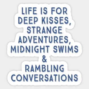 Life Is For Deep Kisses, Classic Navy Blue 1 Palette Sticker